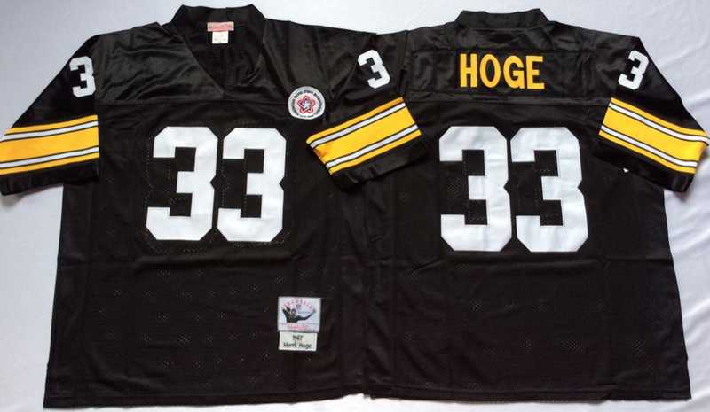 Steelers 33 Merril Hoge Black M&N Throwback Jersey